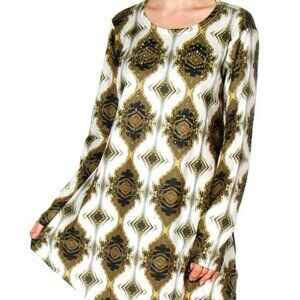 NWT India Boutique Bohemia Tribal Fall Top Aztec Long Sleeve CottonTunic